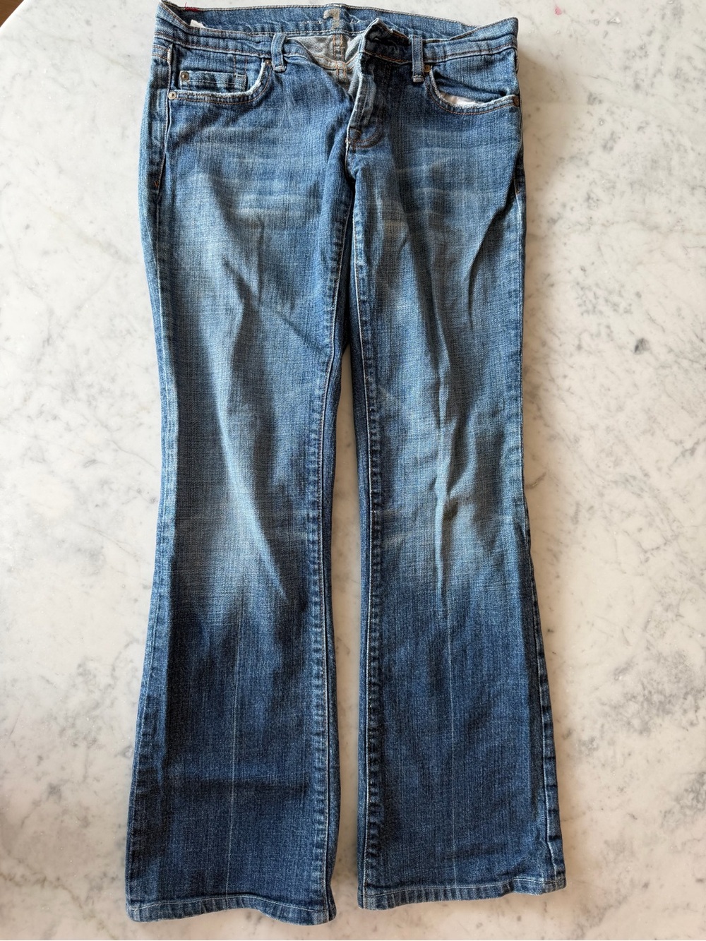 7 For All Mankind Vintage 90’s to early 2000’s Women's Blue Denim Flare Jeans